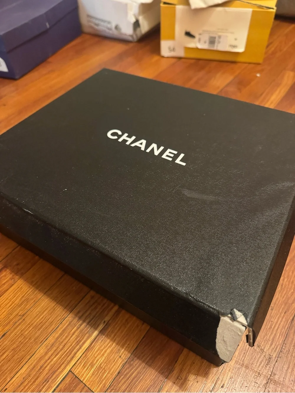 CHANEL Black Tweed Pearl-Trim Slip-On Sneakers